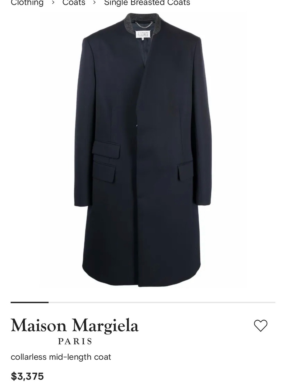 Maison Martin Margiela Navy Wool Pea Coat